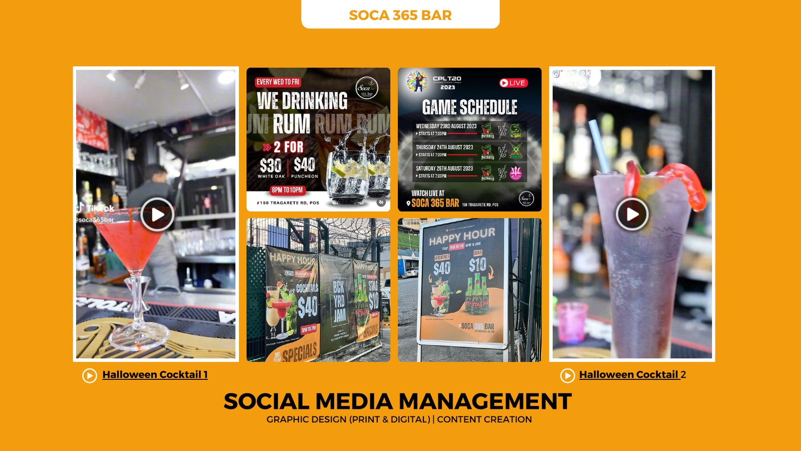 Soca 365 bar Halloween cocktail social campaign