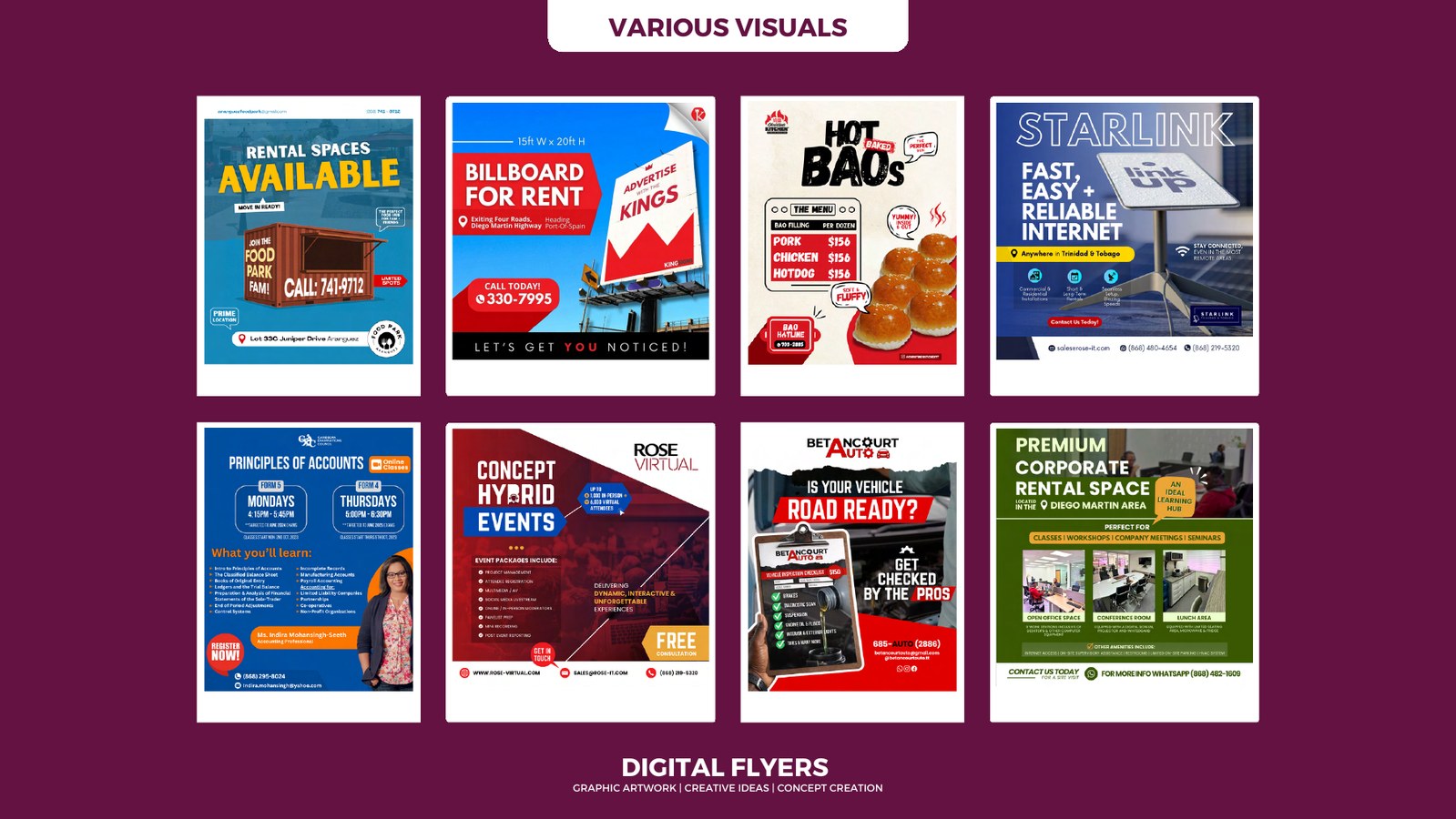 A selection of Xavsocial digital flyers